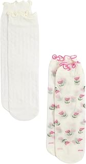 Women's Ruffle Mesh Ankle Socks, 2 Pairs