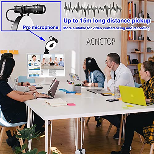 ACNCTP 1080P Webcam with Ring Light and Pro Microphone AutoFocus Web Camera for Computer PC Desktop Pro Streaming Webcam for Recording, Calling, Zoom, Skype, Conferencing, Gaming