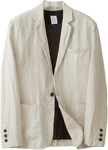 Men's Linen Casual One-Button Lightweight Blazer