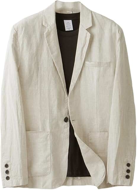 Men's Linen Casual One-Button Lightweight Blazer