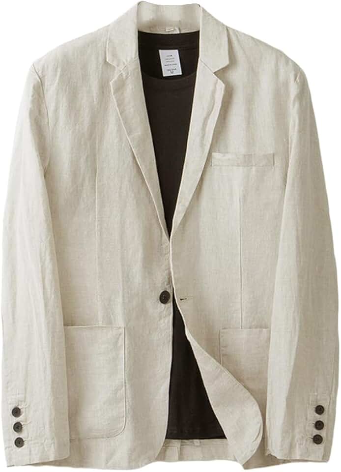 Men's Linen Casual One-Button Lightweight Blazer
