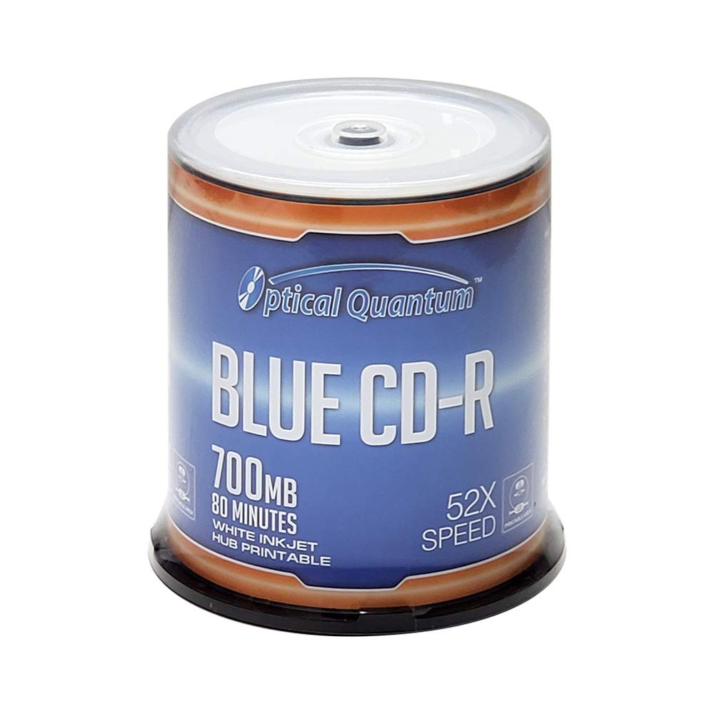 Blue AZO CD-R 700MB 52X White Inkjet Hub Printable Recordable Media Disc - 100pk Spindle OQCD52BWIPH-BX