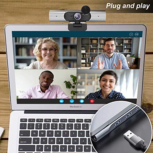 Web Camera with Speaker & Microphone,1080P HD Webcam with Privacy Cover, 110 View Computer Camera, Plug and Play USB Webcam, for Conferencing/Video Calling,Streaming/YouTube, Laptop/Desktop