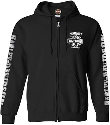Men's Black Full-Zip Hooded Sweatshirt