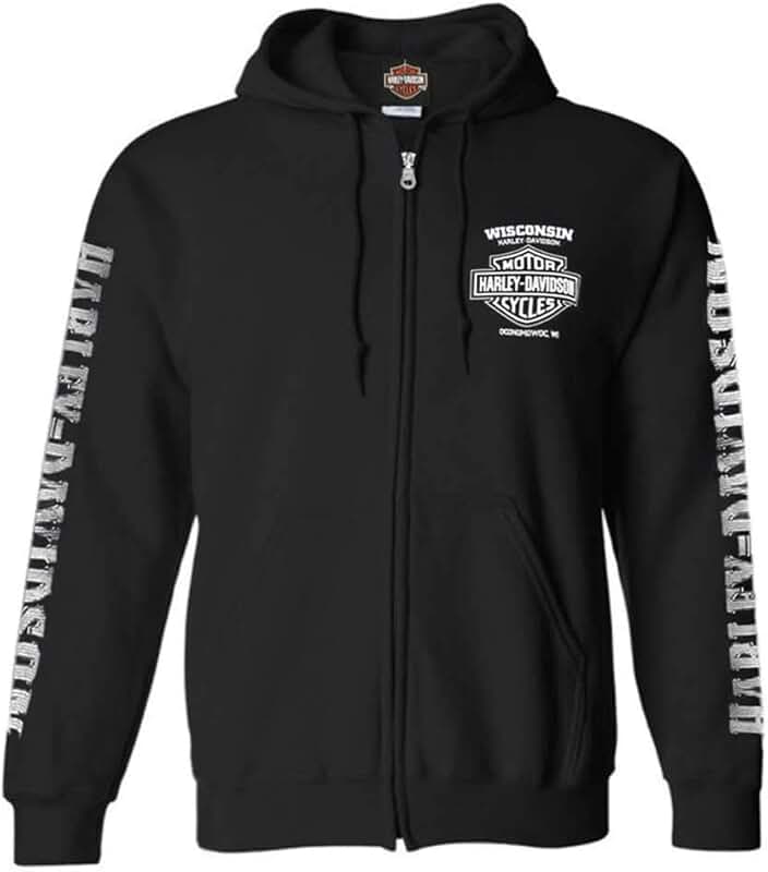 Men's Black Full-Zip Hooded Sweatshirt