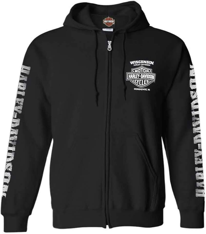 Men's Black Full-Zip Hooded Sweatshirt