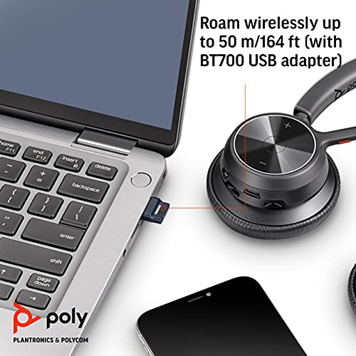 '- Voyager 4320 UC Wireless Headset (Plantronics) - Headphones with Boom Mic - Connect to PC/Mac via USB-A Bluetooth Adapter, Cell Phone via Bluetooth - Works with Teams, Zoom & More