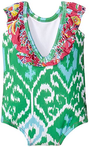 Girls'  Flutter One Piece Ananya Floral, Pink/Green, 3-6 Months