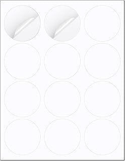 High Visibility 2.5" Round Printable Labels, Matte White