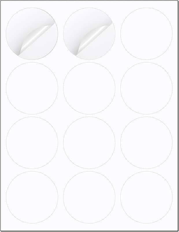 High Visibility 2.5" Round Printable Labels, Matte White