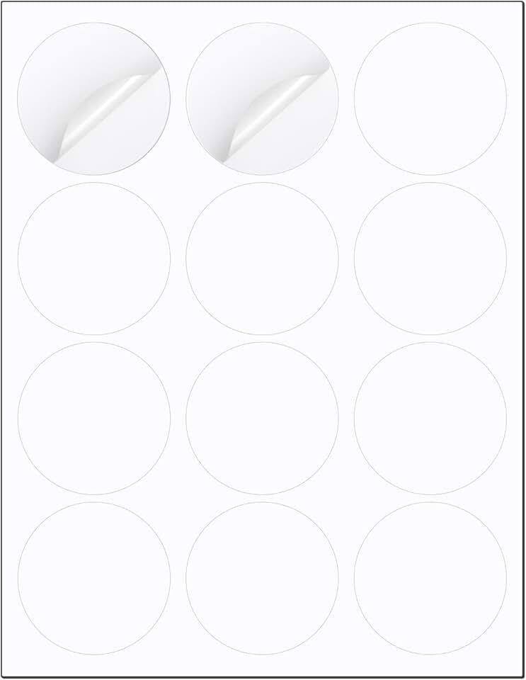High Visibility 2.5" Round Printable Labels, Matte White