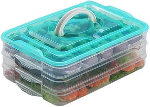 3-Layer Plastic Food Storage Bin for Snacks and Vegetables