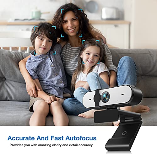 Webcam, 2K Full HD Webcams, Dual Microphone & Cover, Autofocus, HD USB Computer Web Camera, for YouTube/OBS/Facebook/Gaming/Zoom/Skype/FaceTime/Teams/Twitch/Etc
