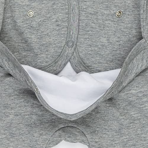 Cotton Union Suit Coverall, Gray Heather, 0-3 Months