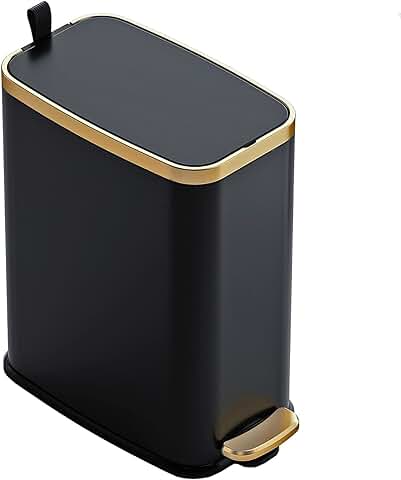 Small black bathroom trash can with lid