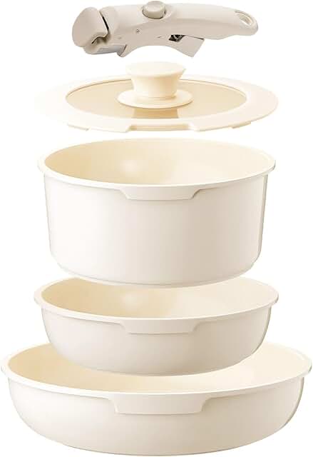 White 5-Piece Non-Stick Ceramic Cookware Set