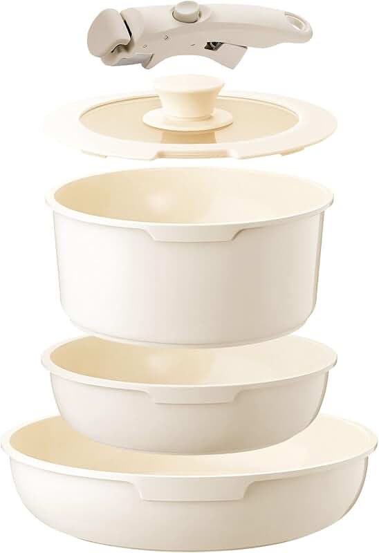 White 5-Piece Non-Stick Ceramic Cookware Set