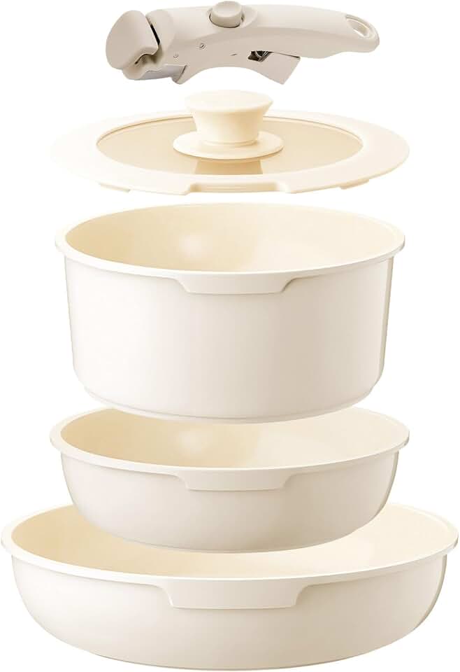 White 5-Piece Non-Stick Ceramic Cookware Set