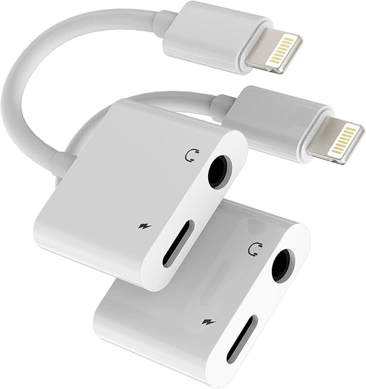 Headphone Adapter 2 Pack for Lightning to 3.5mm and Charger