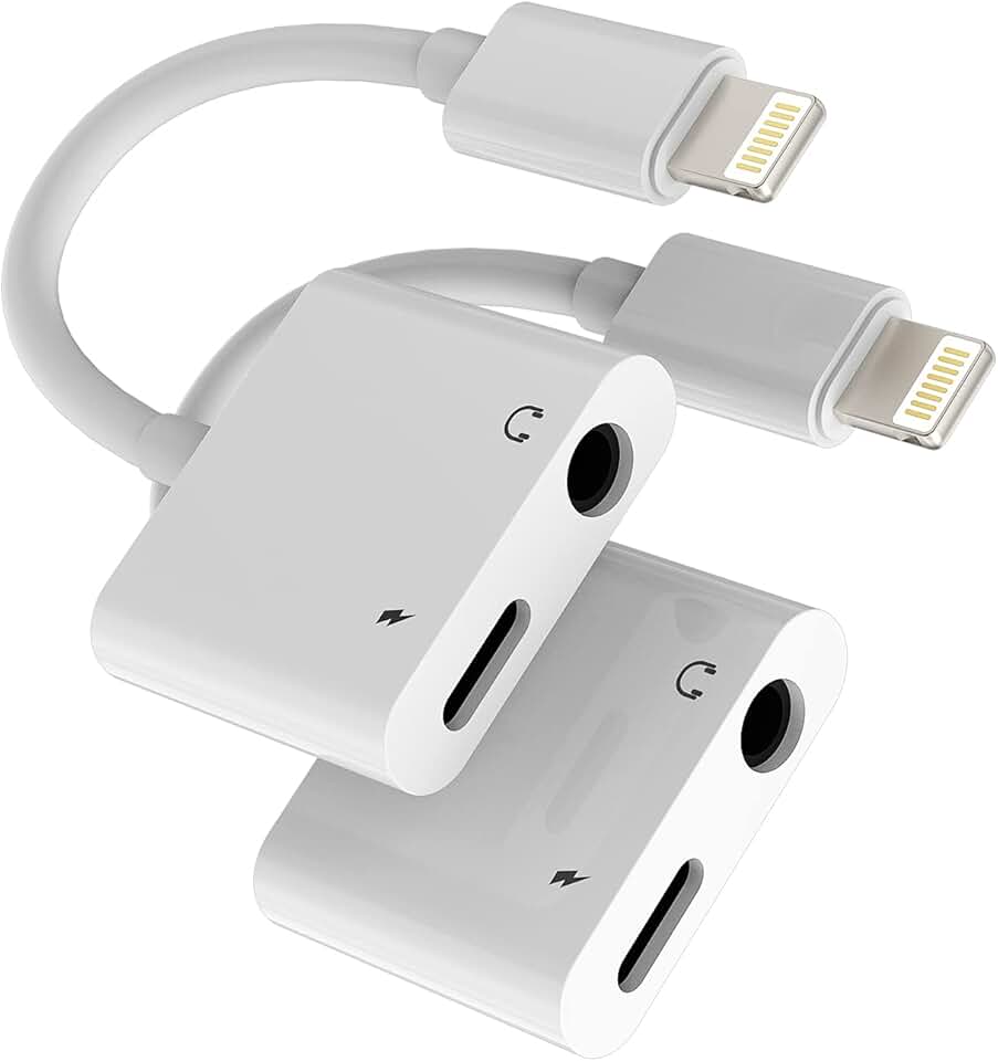 Headphone Adapter 2 Pack for Lightning to 3.5mm and Charger