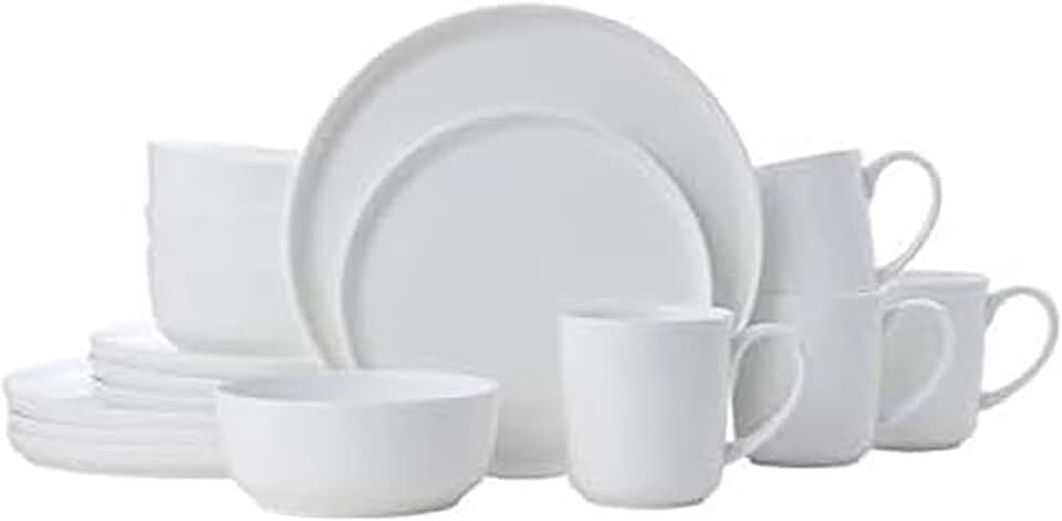 White 16-Piece Chip-Resistant Dinnerware Set for Four