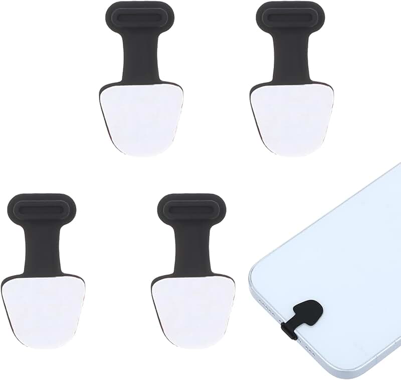 Set of four black silicone USB-C port covers