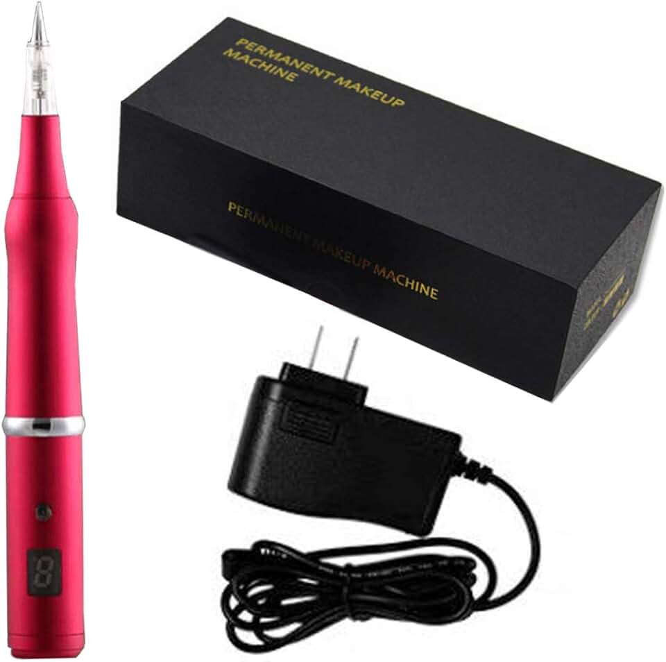 Rotary Permanent Makeup Pen with Needles for Eyebrows, Eyeliners, Lips