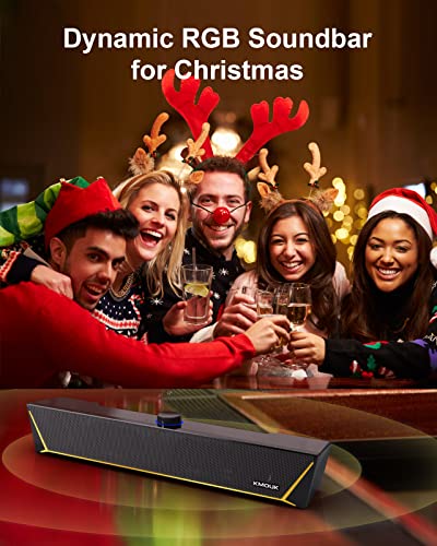 Bluetooth Speakers, Speakers Computer Sound Bar, Dynamic LED Gaming PC Soundbar with Microphone, HiFi Stereo PC Speakers, 3.5mm AUX-in USB Powered Speakers for PC, Desktop Soundbar for PC/Laptop
