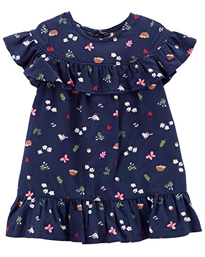 Baby Girls' 0M-24M Summer Dresses with Diaper Covers (Navy/Sweet Dove, 3 Months)