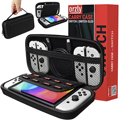 Carry Case Compatible with Nintendo Switch and New Switch OLED Console - Black Protective Hard Portable Travel Carry Case Shell Pouch with Pockets for Accessories and Games