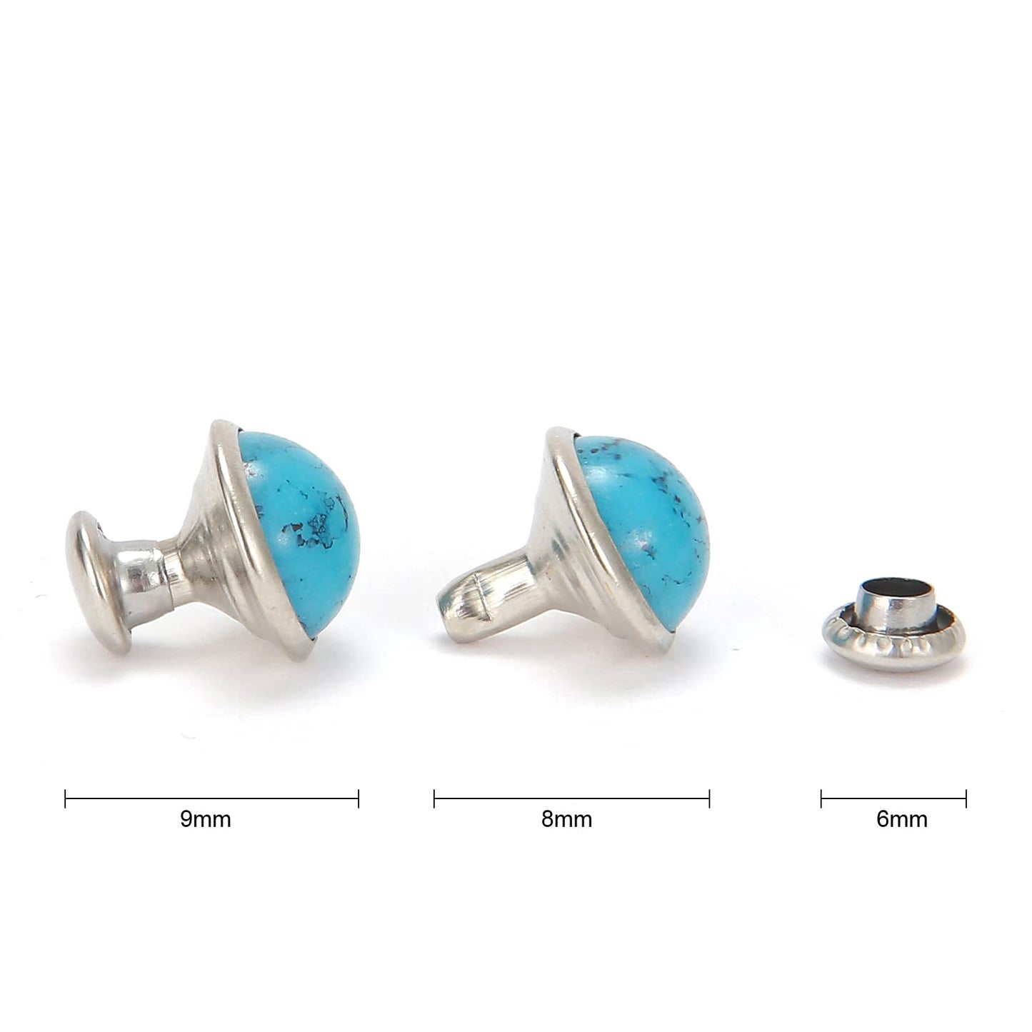 Turquoise Blue Rapid Rivets 100 Sets for Leather Crafts