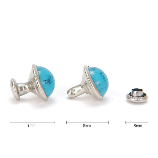 Turquoise Blue Rapid Rivets 100 Sets for Leather Crafts