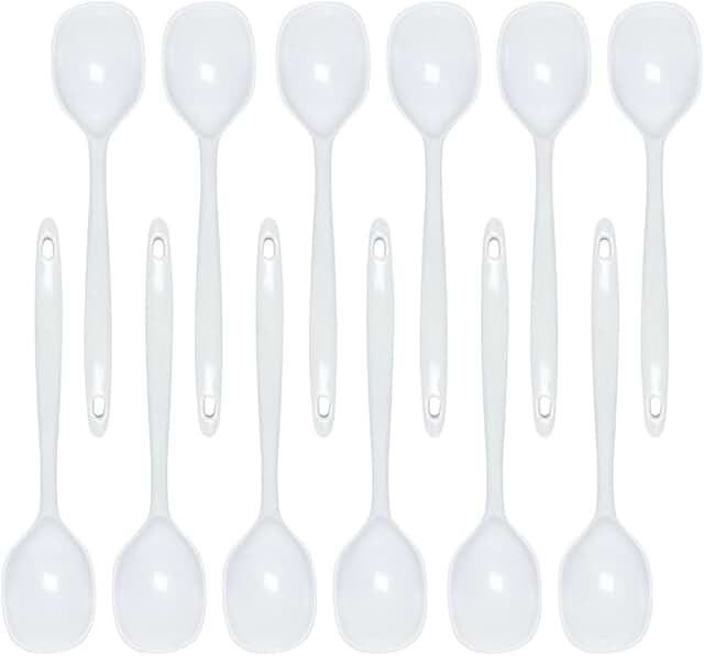 12-Piece White Melamine Cooking Spoons Set