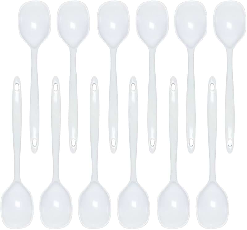12-Piece White Melamine Cooking Spoons Set
