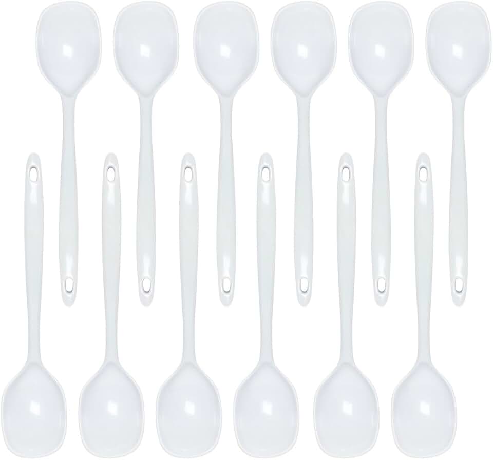 12-Piece White Melamine Cooking Spoons Set