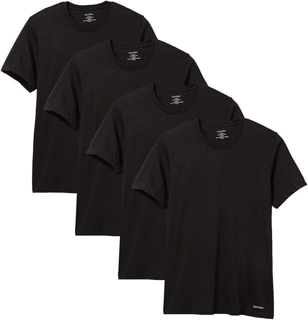 Men's classic fit crew neck cotton T-shirts, 4-pack
