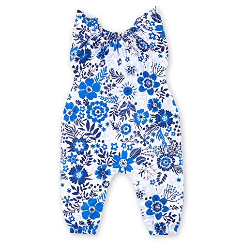 girls Romper, Coverall, Pants, Romper 1 Piece Coverall Sleeveless Jumpsuit with Long Pants Pack, Blue,   US