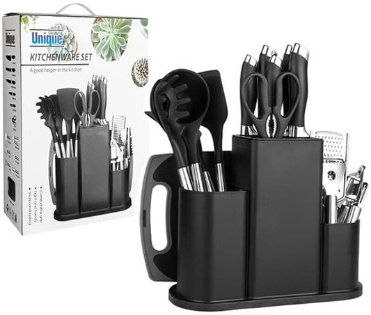 43-Piece Silicone Kitchen Utensil Set with Wooden Handles
