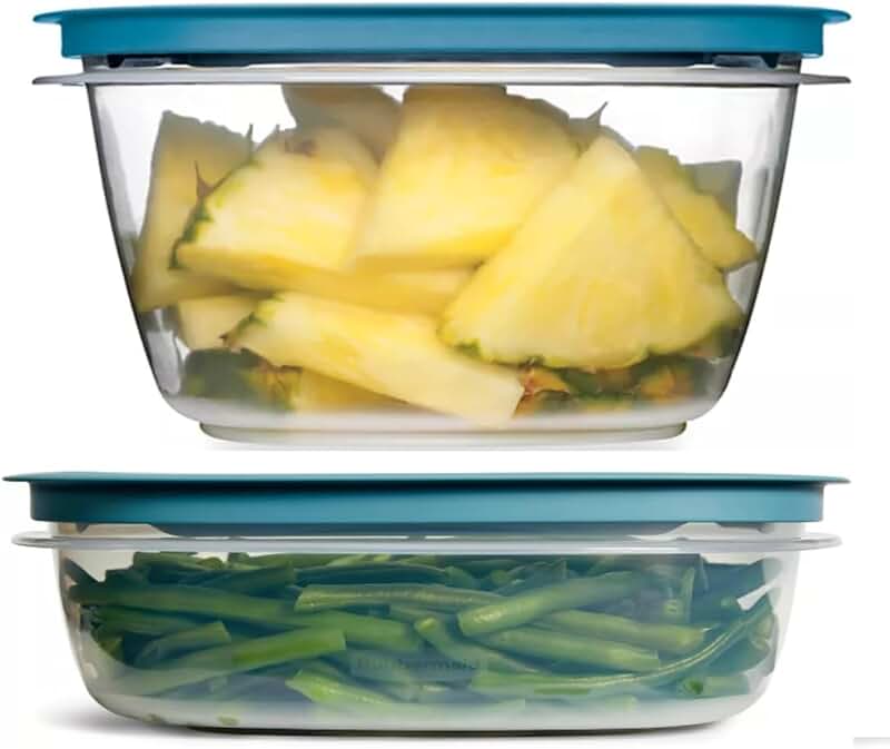Teal Food Storage Containers with Leak Proof Lids, 9 and 14 cups