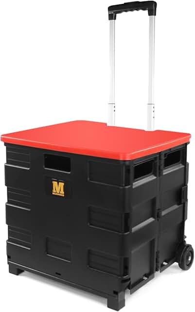 Collapsible Black Rolling Dolly Cart with Storage