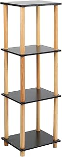 4-Tier Black Storage Shelf with Wooden Posts