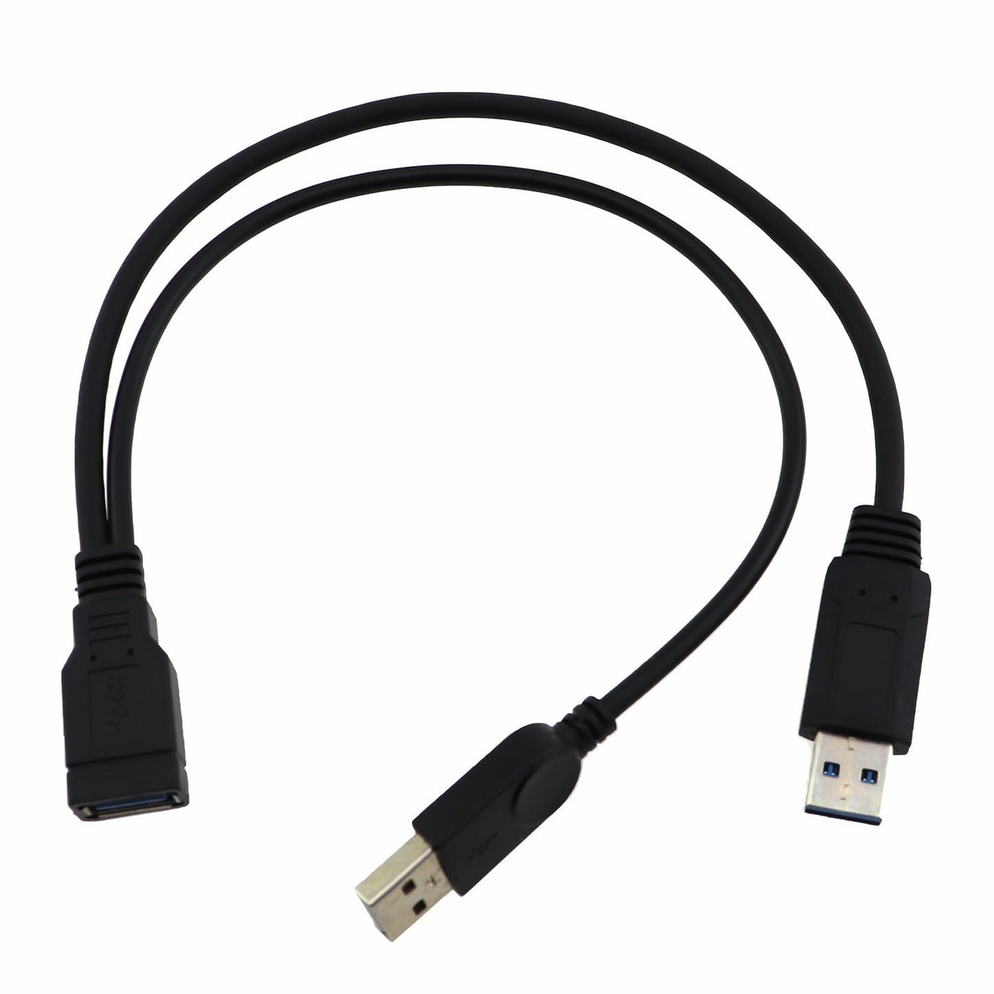 35cm Black USB 3.0 Female to Dual USB Male Cable