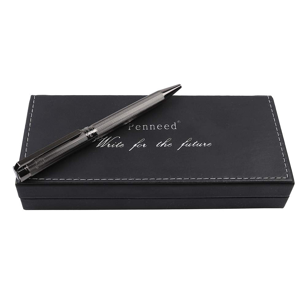 Refillable 0.7mm black ink metal ballpoint pen with gift box