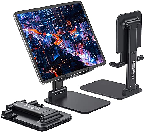 Tablet Stand Foldable & Adjustable, [2021 Updated] Compact Desktop iPad Tablet Stands Holder Cradle Dock Fits for iPad Pro 11, 12.9, 10.2, Mini Air 2 3 4 Samsung Tab, Kindle, Monitor, Phone