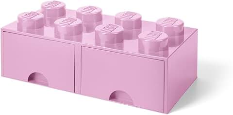 Light Pink Stackable Storage Box with 8 Knobs and 2 Drawers