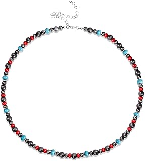 Handcrafted Navajo Pearl and Turquoise Beaded Necklace