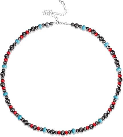 Handcrafted Navajo Pearl and Turquoise Beaded Necklace