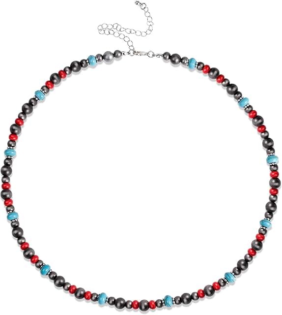 Handcrafted Navajo Pearl and Turquoise Beaded Necklace