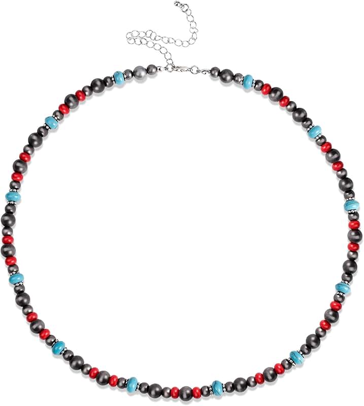 Handcrafted Navajo Pearl and Turquoise Beaded Necklace