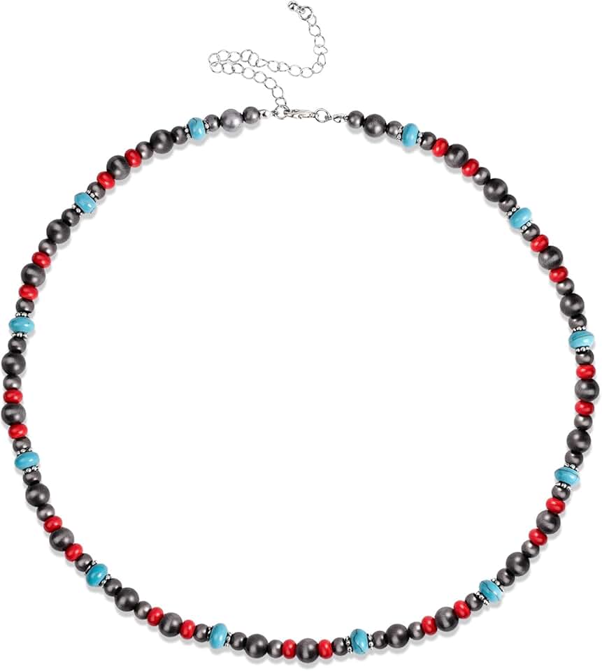 Handcrafted Navajo Pearl and Turquoise Beaded Necklace